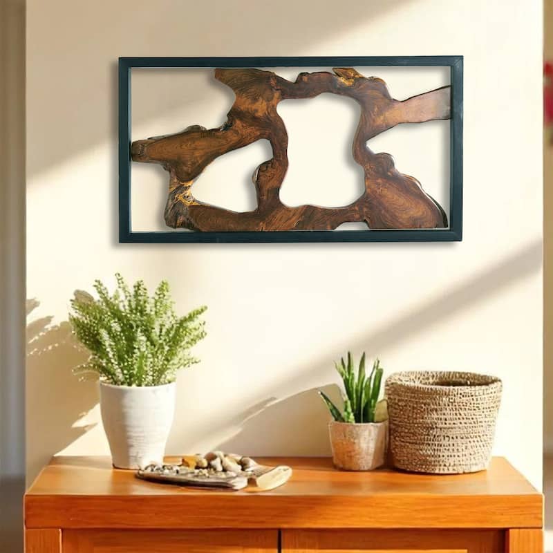 Greenage Teak Wall Decor Natural Live Edge Hanging Art Sculpture