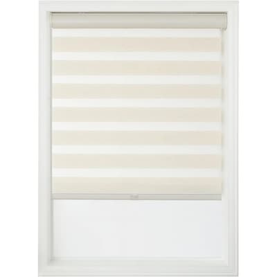 Faux Linen Zebra Shade  Cordless Free-Stop Zebra Blind with Dual Layer for Bedroom/Living Room/Office