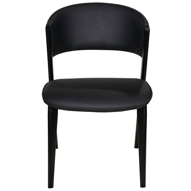 Modern Leather Dining Chair - Upholstered Accent Chair with Metal Legs, Curved Open Back & No Assembly - For Kitchen or Office