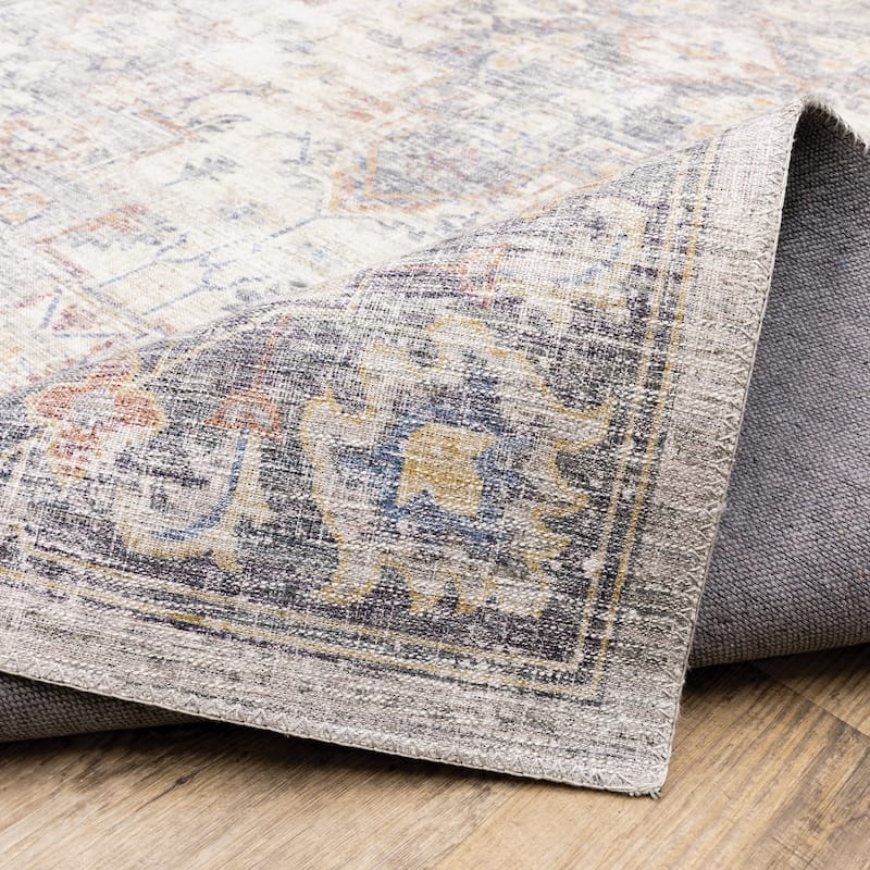 Vista Home Montreux Vintage Medallion Blue Area Rug - 2' X 8' - Runner/Rectangle