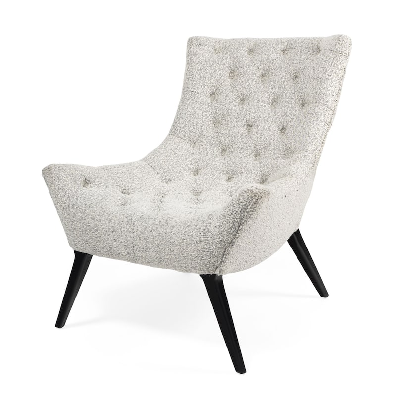 HomeRoots 32" Gray and Black Tufted Boucle Lounge Chair - 32 in. x 39 in. x 40 in.