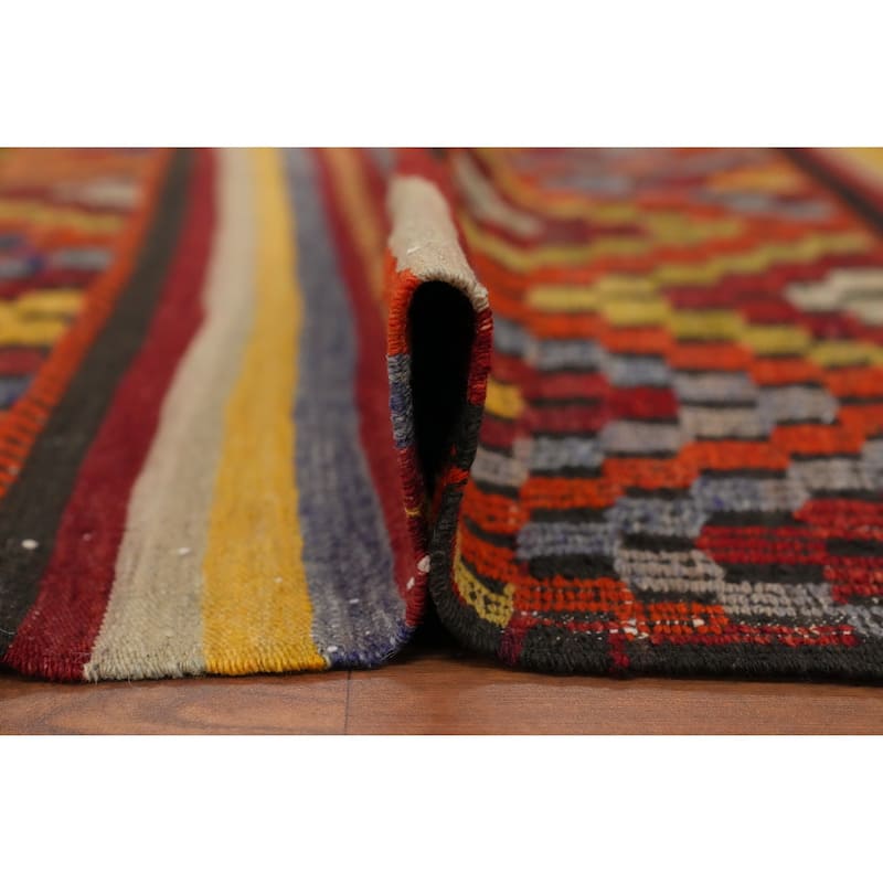 Hand Woven Oriental 100% Wool Carpet Southwestern Tribal Multi-Colored Kilim Area Rug - 8' 4'' X 5' 1''