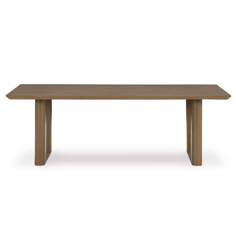 Baily Outdoor Dining Table with Umbrella Hole, 84 Inch Brown Metal