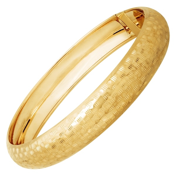 Just Gold Checkerboard Bangle Bracelet in 14K Gold - Yellow