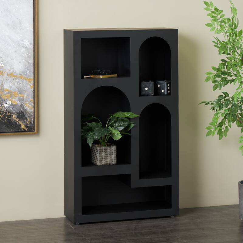 Black or Cream Metal 5 Shelf Geometric Storage Shelving Unit - Black