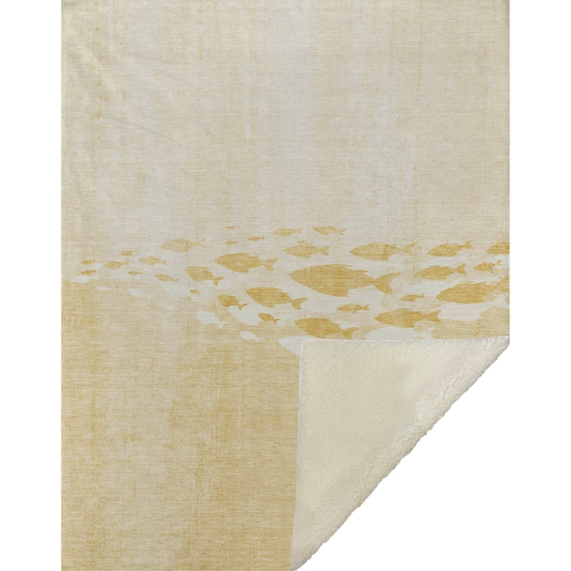 Premium Machine Washable Modern Sea Life Sherpa Throw Blanket