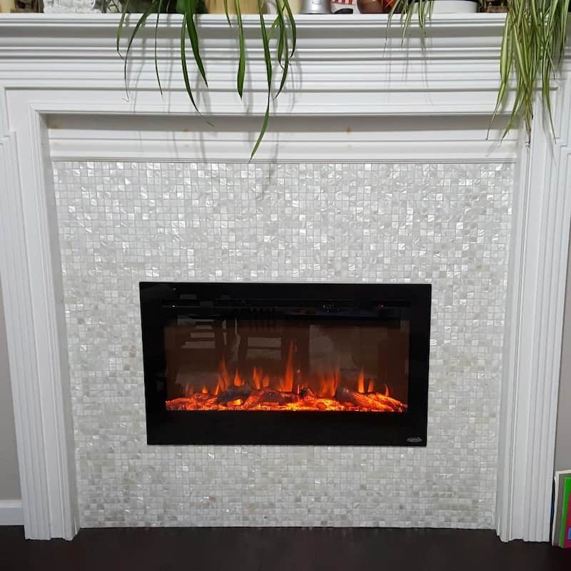Art3d 12"x12" Mother of Pearl Tile Square White with Seams