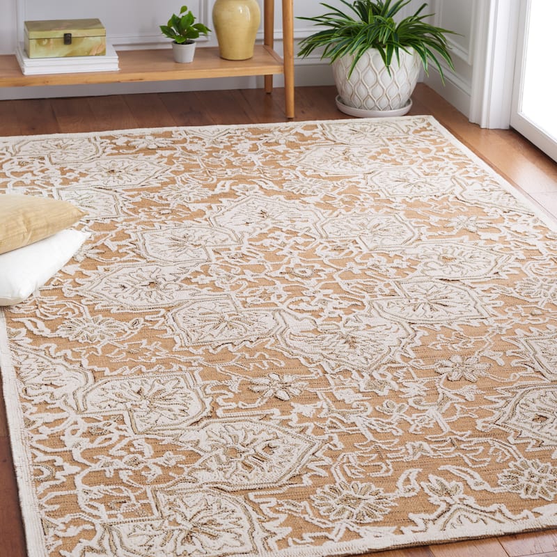 SAFAVIEH Handmade Trace Katina Floral Wool Rug - 8' x 10' - Gold/Ivory