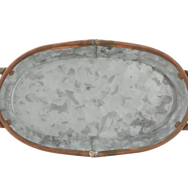 Gray Metal Galvanized Living Room Decor Tray (Set of 3) - S/3 14", 22", 28"W