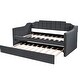 preview thumbnail 9 of 7, Black Twin Size Upholstered Daybed with Trundle Wheeled trundle Made of polyester