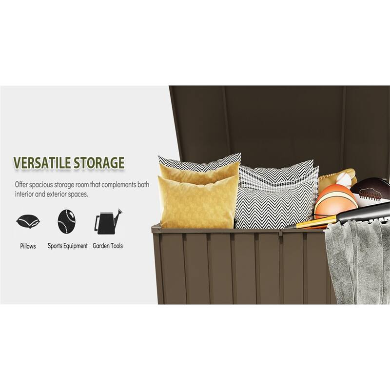 Outdoor Waterproof Storage Deck Box with Handles and Mobility Rollers