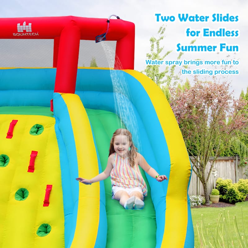 Gymax Inflatable Mighty Water Slide Park Bounce Splash Pool Without
