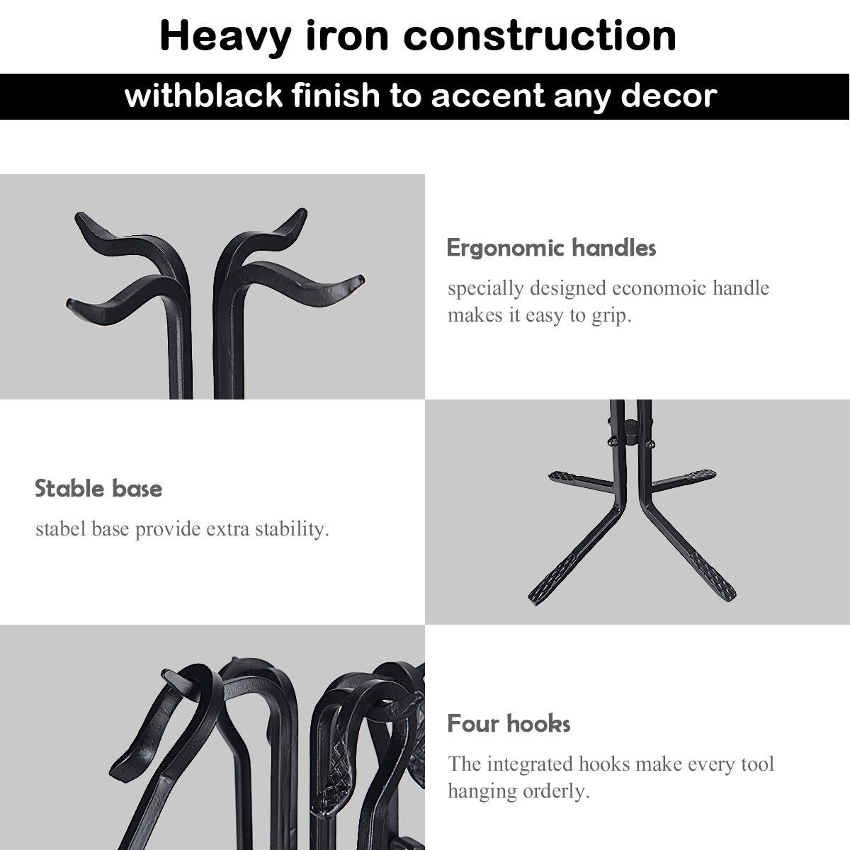 Shop Costway 5 Pieces Fireplace Tools Set Iron Fire Place Tool Set