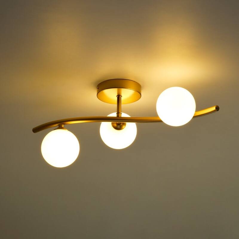 Versatile 3-Light White Glass Globe Wavy Ceiling Light Vanity Sconce