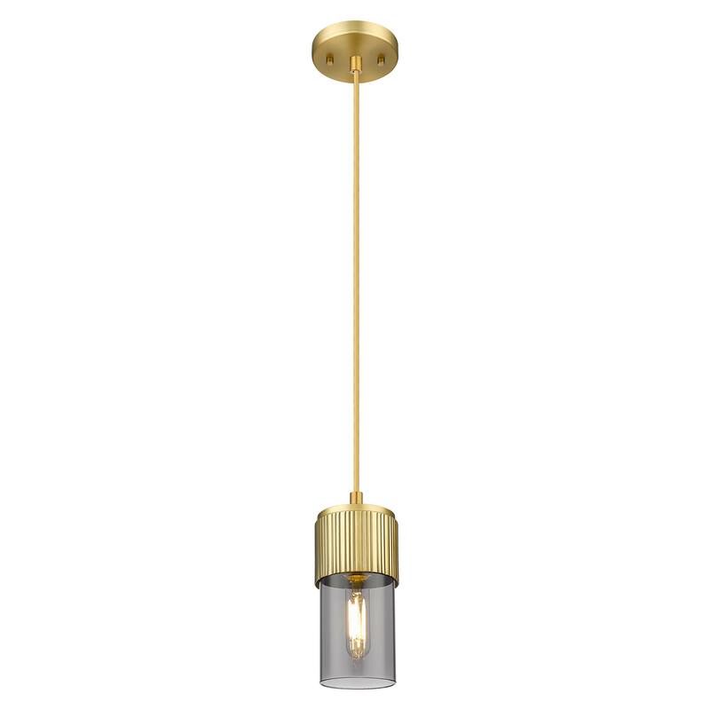 Innovations Lighting Downtown Urban - Bolivar - 1 Light 5 inch" Cord Hung Pendant with 7" Shade - Brushed Brass/Light Smoke Shade