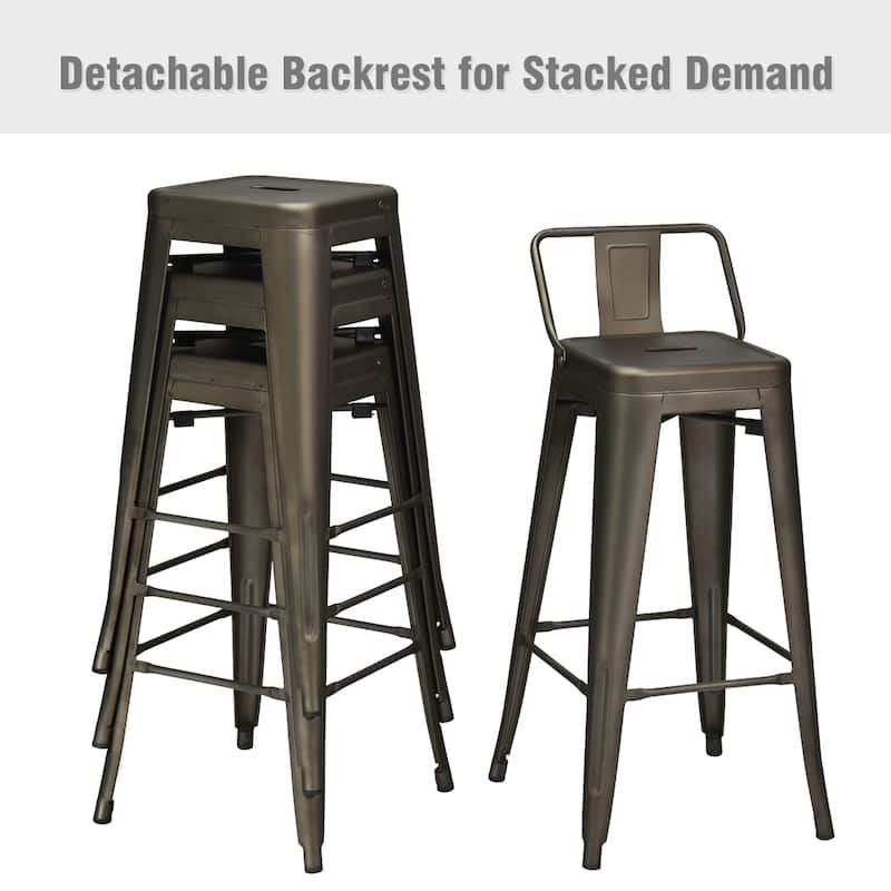 Costway Set of 4 Metal Bar Stools 30'' Bar Height Barstools Industrial