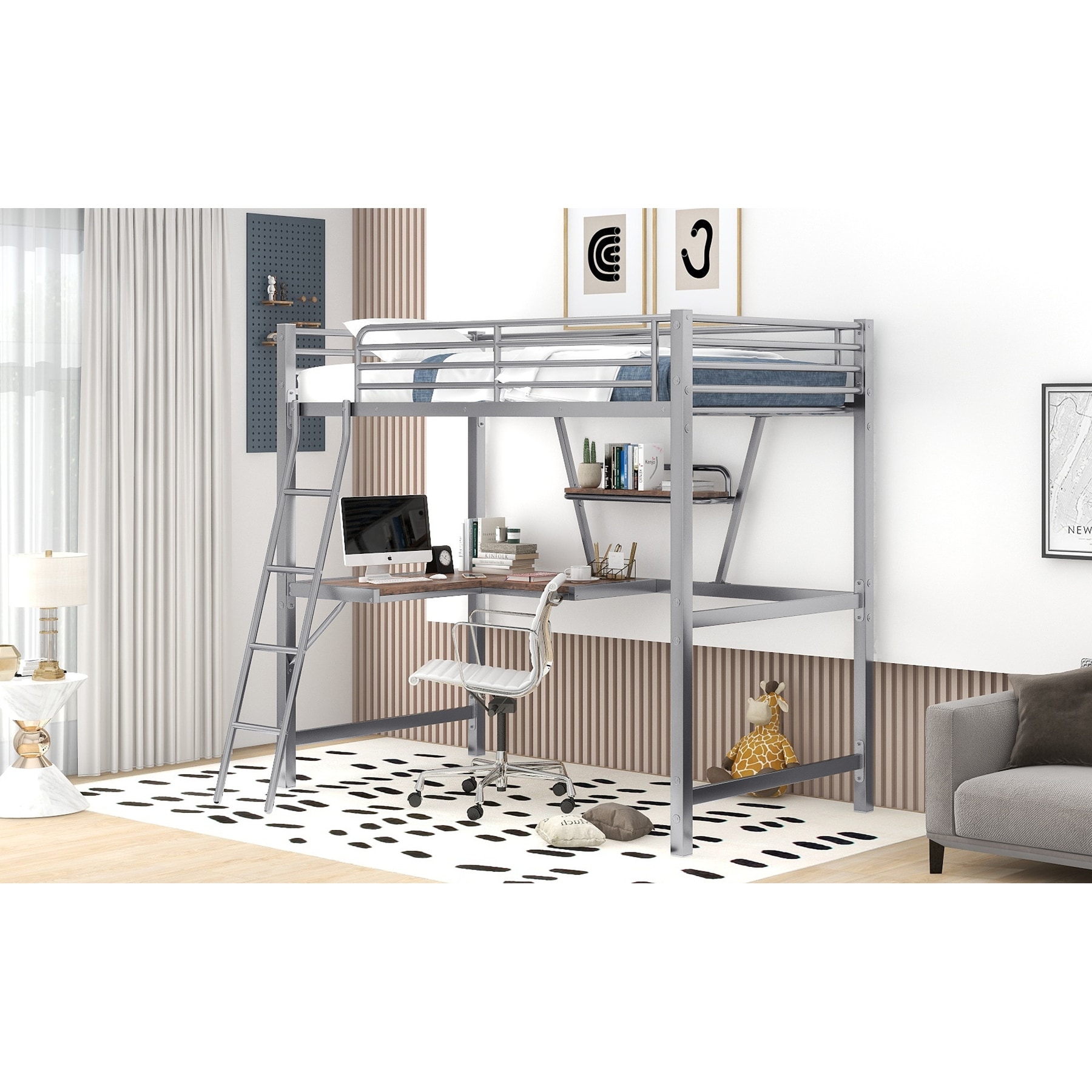 Metal frame loft bed store