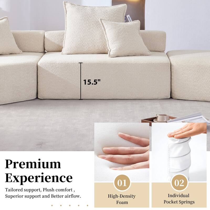Oversized Modular Sectional Sofa,Luxury Boucle Floor Couch Set,Convertible Compressed Couch