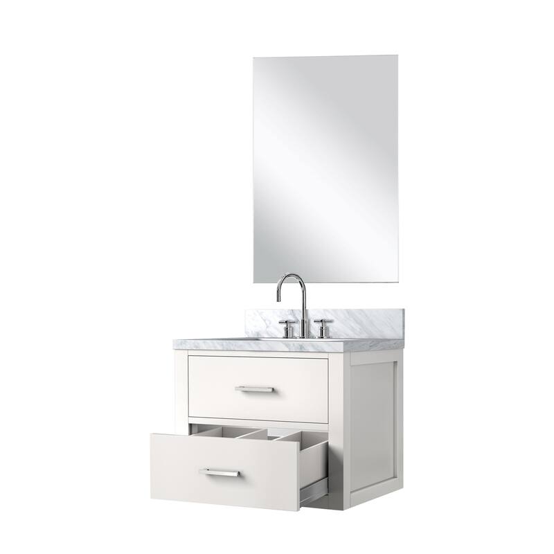 Castor Bath Vanity with Acrylic Top, Sink, Mirror and Faucet