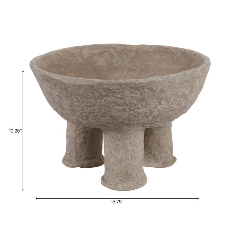 Pottery Paper Mache Bowl Stylish Unique Elevated Modern - 15.75" x 15.75" x 10.25"