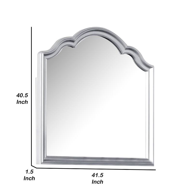 Eleena Dresser Mirror, Beveled Glass, Silver Solid Wood Frame, 41x42