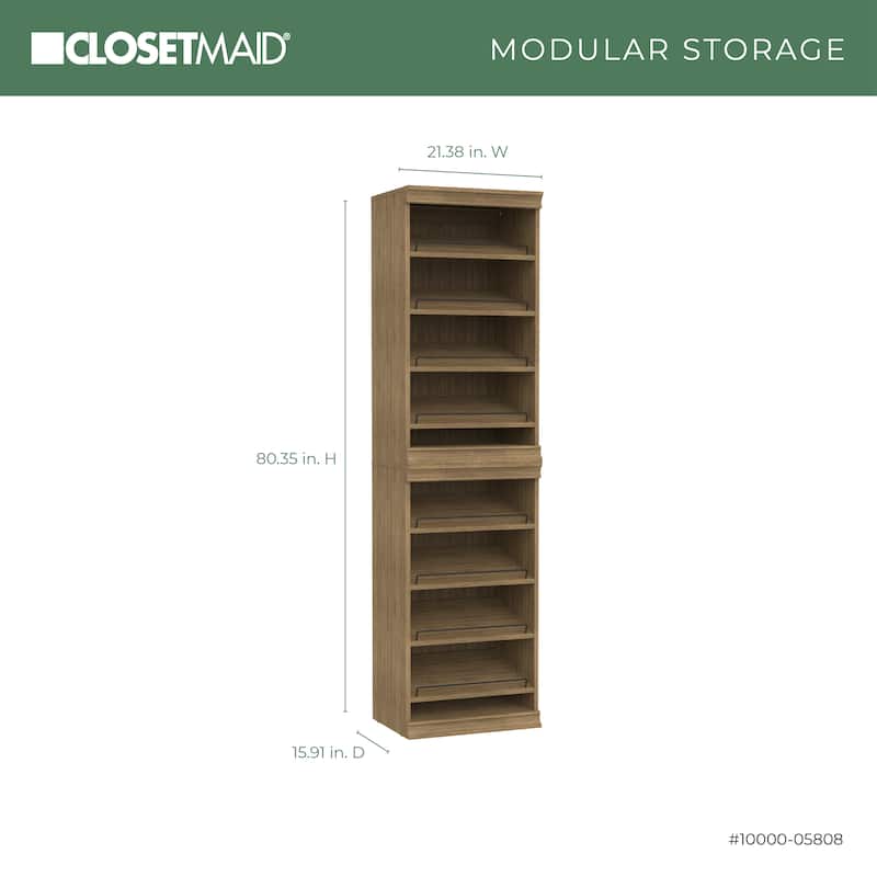 ClosetMaid Modular Storage 21.38-inch W 8-Shelf Shoe Tower Wood Closet System
