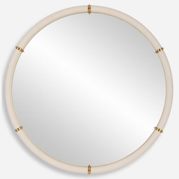 slide 2 of 6, Uttermost Cyprus White Round Mirror - 43"W x 43"H x 2.75"D
