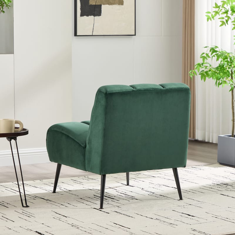 24.4"W Accent Chair,Upholstered Armless Chair with Metal Legs