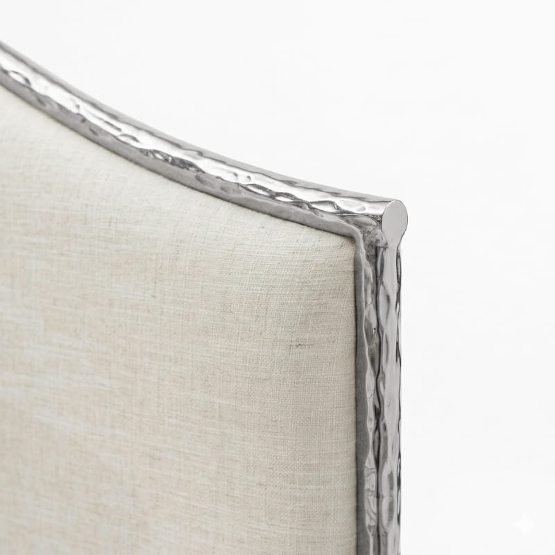 Furniture of America Zayen Modern 3-Piece Upholstered Queen Size Hammered Metal Camelback Bedroom Set with 2 Nightstands