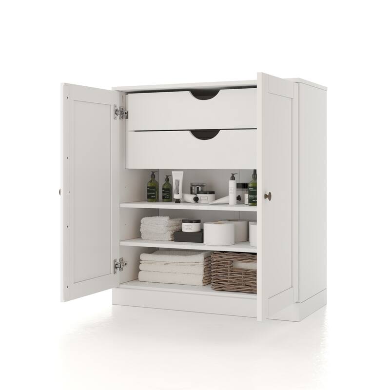 Palace Imports 100% Solid Wood 32" Bathroom Storage Cabinet with Shaker Doors, 2-Drawers and Adjustable Shelves