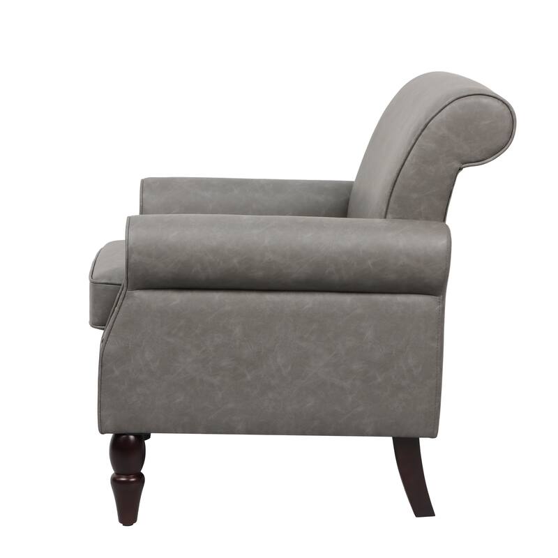 Nailheads Accent Chair Faux Leather Armchair