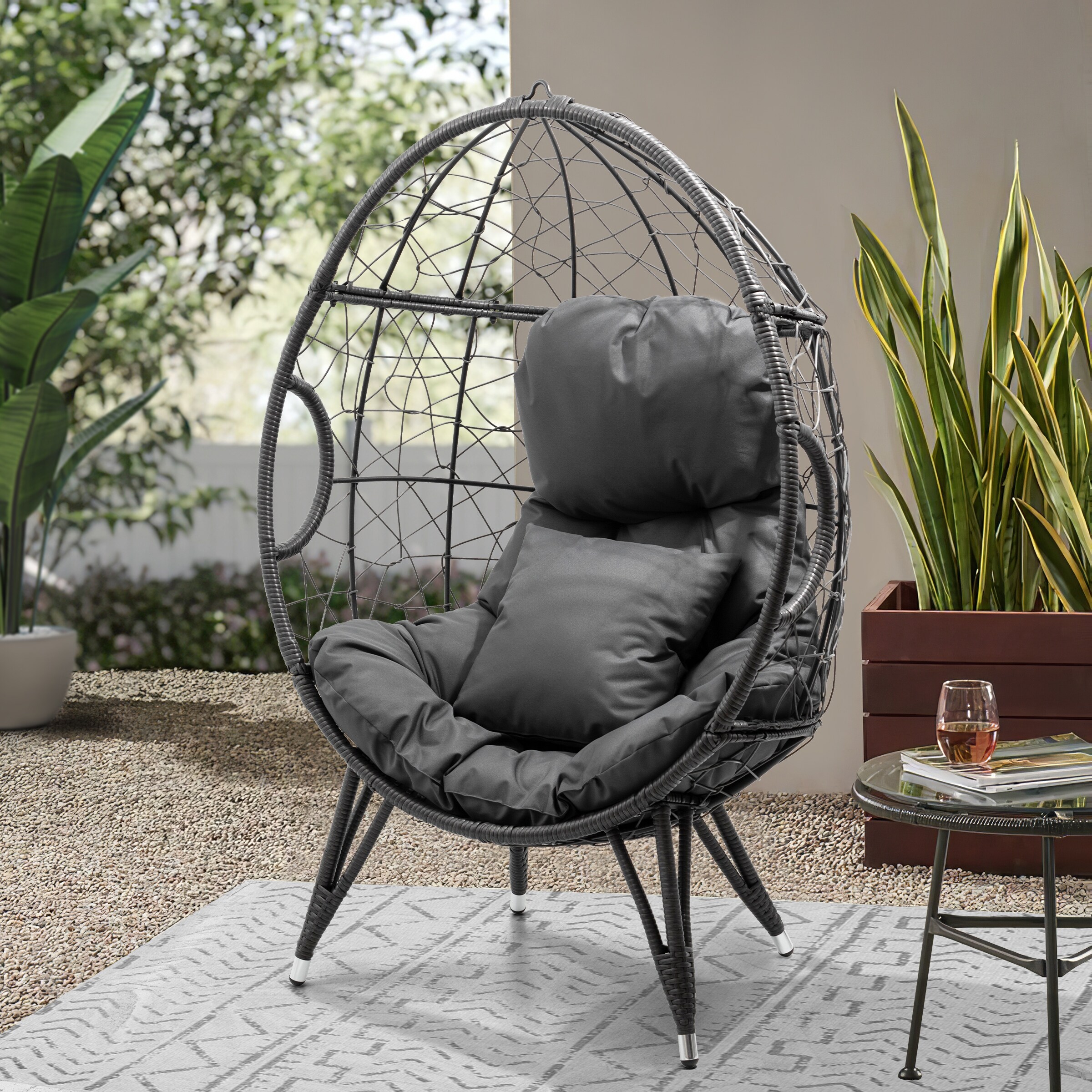 Grey wicker egg hotsell chair