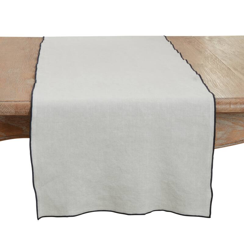 Stonewashed Stitched Edge Table Runner - 16"x72" - Blue-Grey