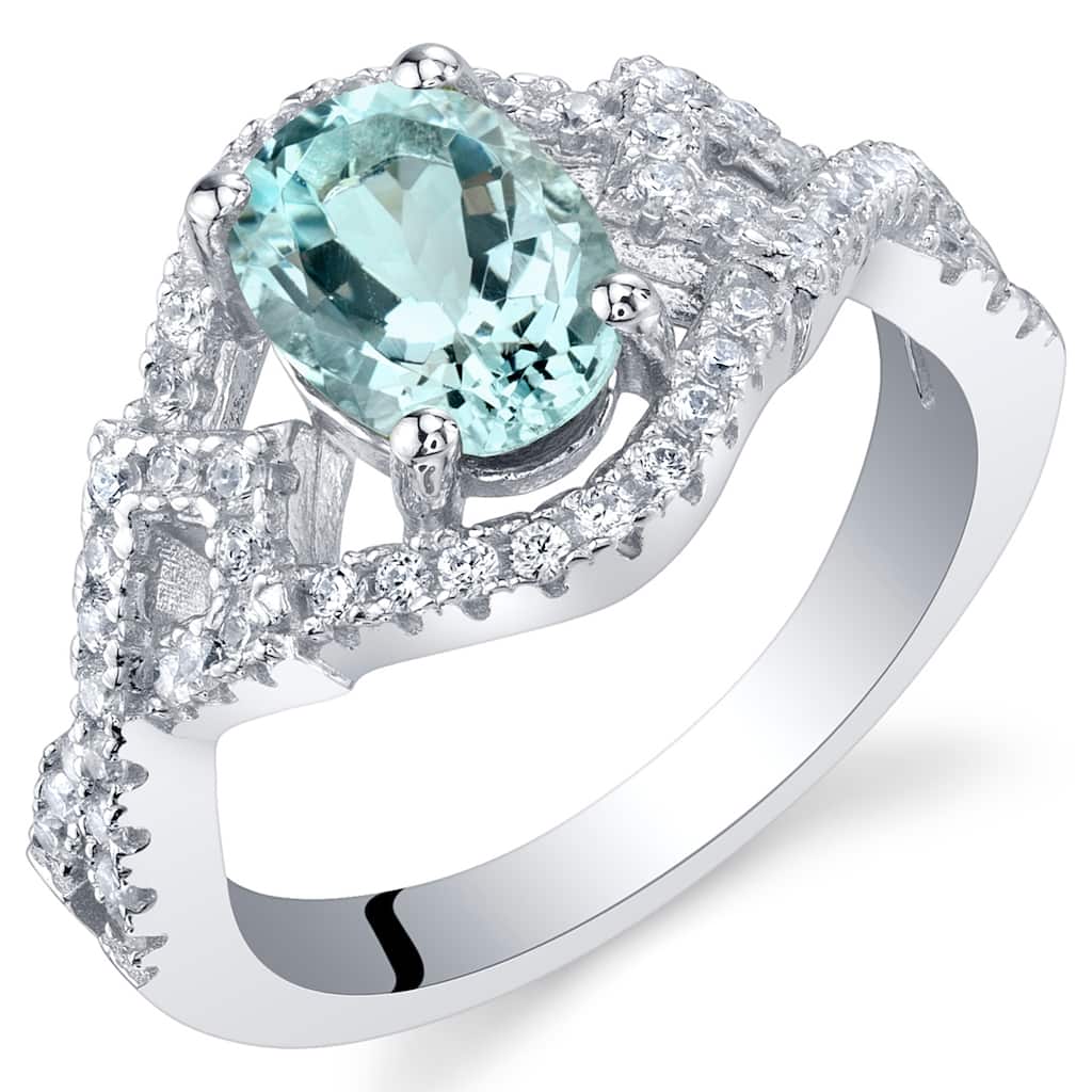 Sterling Silver 1 ct Aquamarine Birthstone Ring