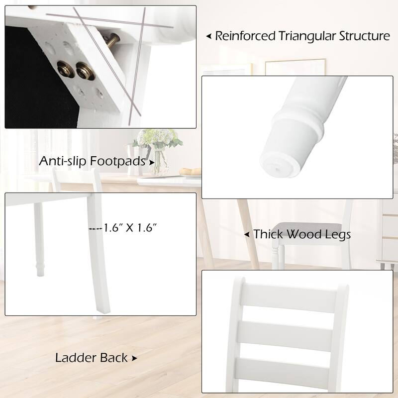 Gymax Wooden Dining Chair Set of 4 w/ Acacia Wood Legs Padded Cushion