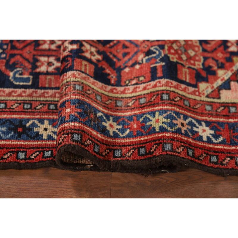 Geometric Malayer Vintage Persian Runner Rug Handmade Wool Carpet - 3'6" x 10'2"