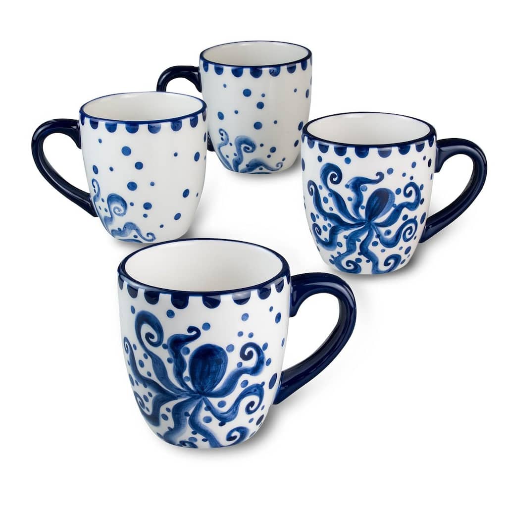 Euro Ceramica Octopus 4 Piece Mugs Set - 15 OZ