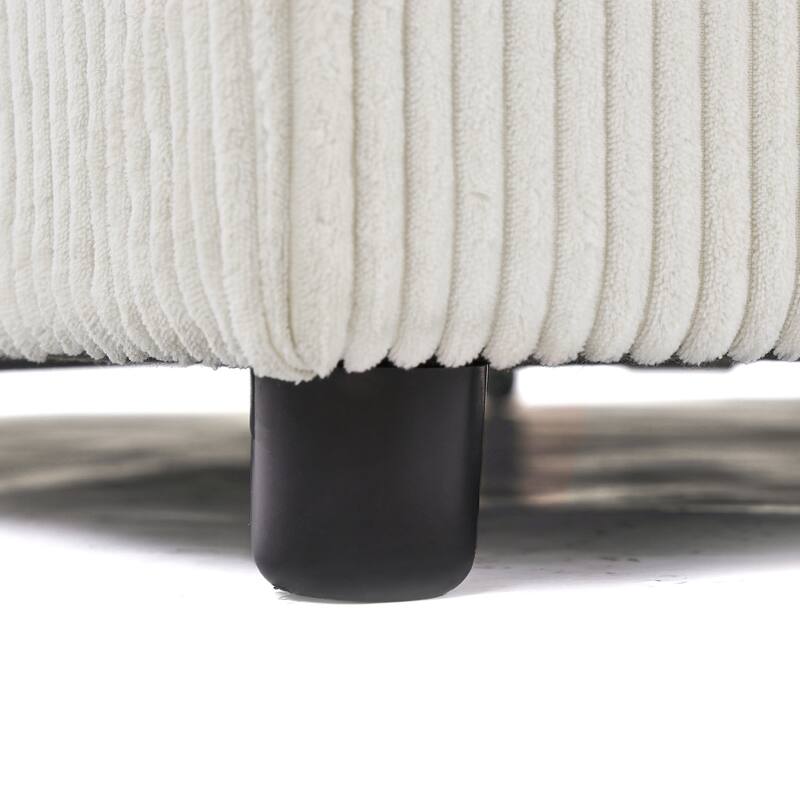 Tufted Convertible Corduroy/ Linen Modular Sectional Sofa with Storage Chaise