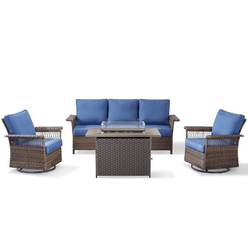 Pocassy 41 in Fire Pit Table with Patio Sofa Chair Funiture