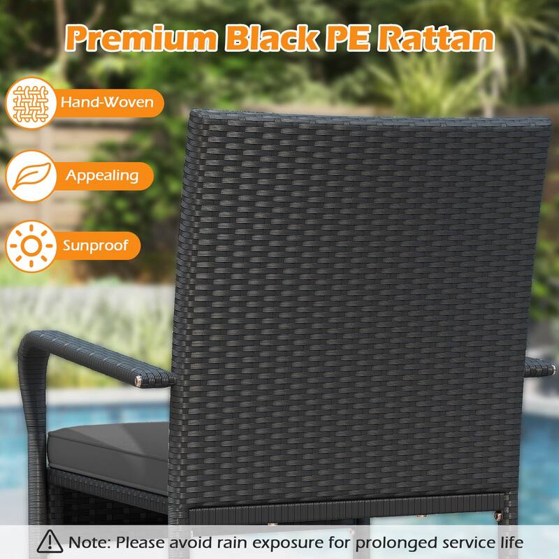 Gymax 3 Piece Patio Furniture Set Outdoor Wicker Chair & Table Set w/