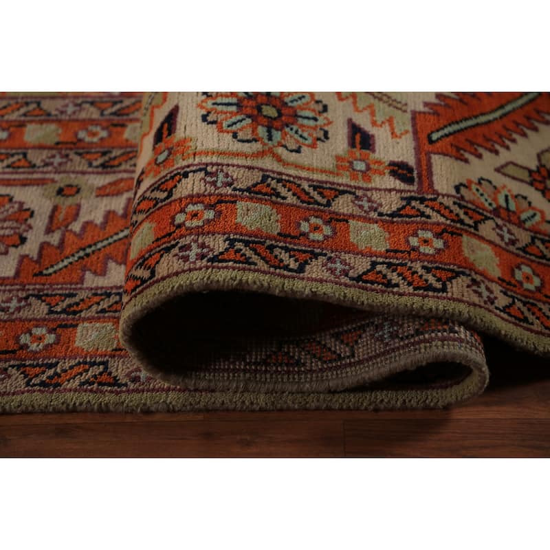 Light Green Heriz Serapi Indian Large Rug Handmade Wool Carpet - 11'11"x 14'6"