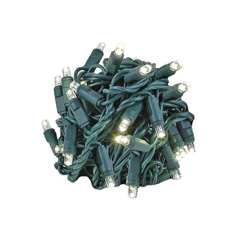 70 Light LED Christmas Mini Light Set, Patio Lights, Warm White, Green Wire, 25’