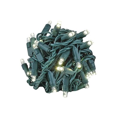 70 Light LED Christmas Mini Light Set, Patio Lights, Warm White, Green Wire, 25’
