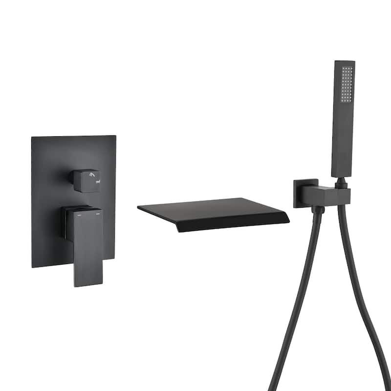 Modern Style matte black Wall Mount Tub Filler Bathroom Bathtub Faucet Shower Set - Matt Black