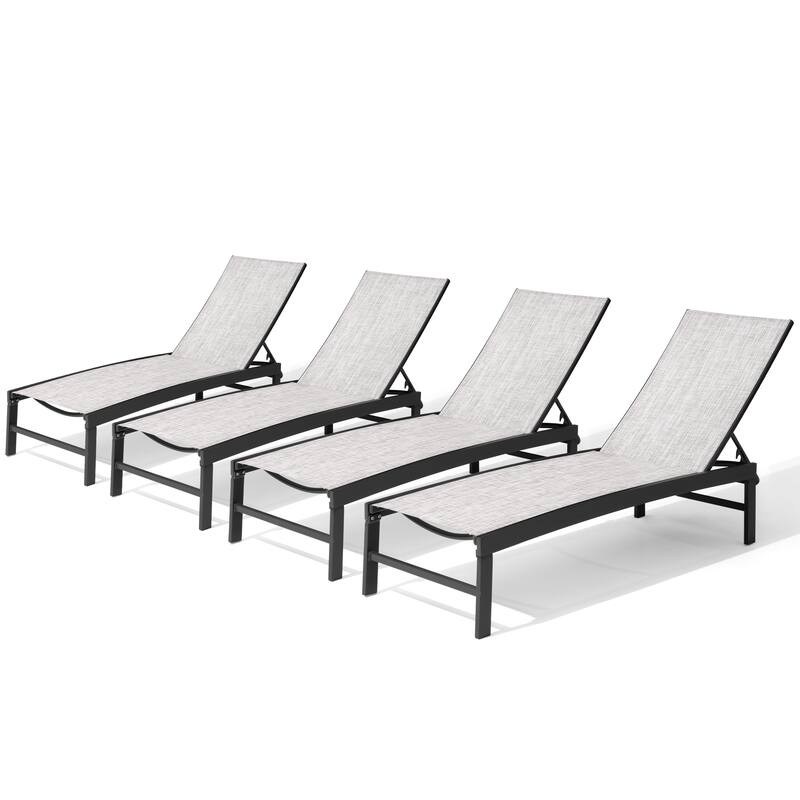Outdoor Patio Adjustable Chaise Lounge Chairs - Earth-4PC