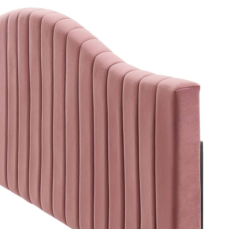 Findlay Arched Heather Pink Velvet Upholstered Full/Queen Size Headboard