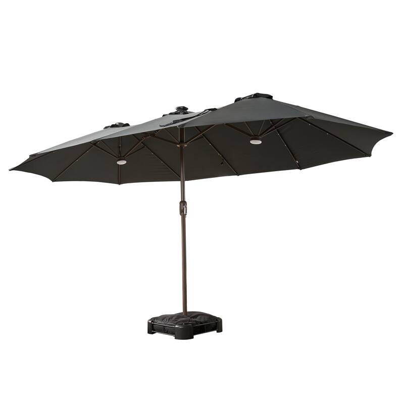 HOOOWOOO Outdoor Patio Umbrella with Solar LED Light