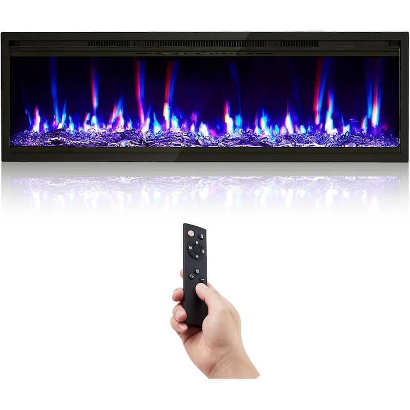 750/1500W Electric Fireplace Wall Recessed - Black