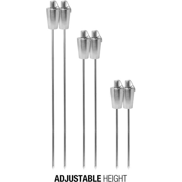 Matney Stainless Steel Torches – Includes Fiberglass Wick and Snuffer Cap - Set of 2 (11 oz)