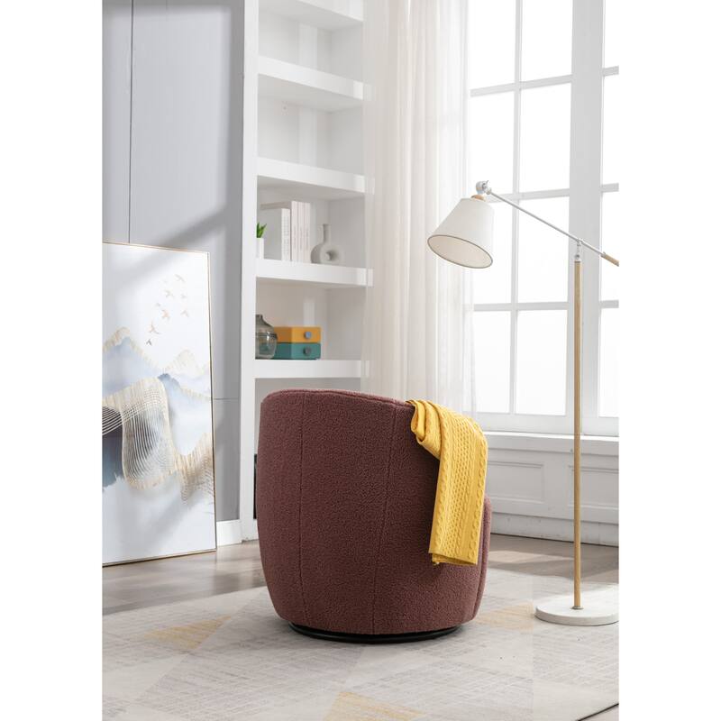 25.60" Swivel Barrel Chair, Modern Small Single Sofa Chair Comfy Round Upholstered Armchair for Living Room Bedroom